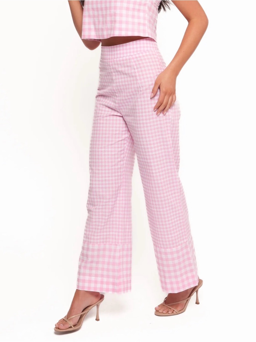 Petal & Pup Pink Gingham Wide-Leg Pants